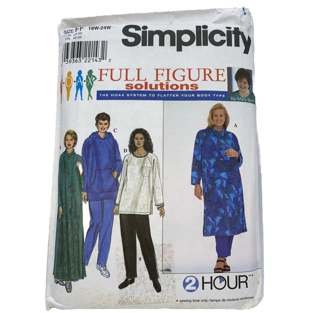 Simplicity 8382 Mary Duffy Plus Size 18W-24W Women Caftan Top Pants Full Figure